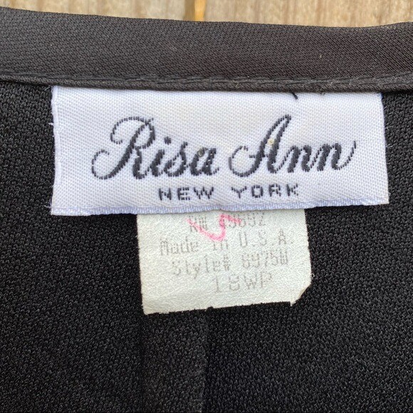 Vintage Risa Ann New York Black Pleated Embellished Dress