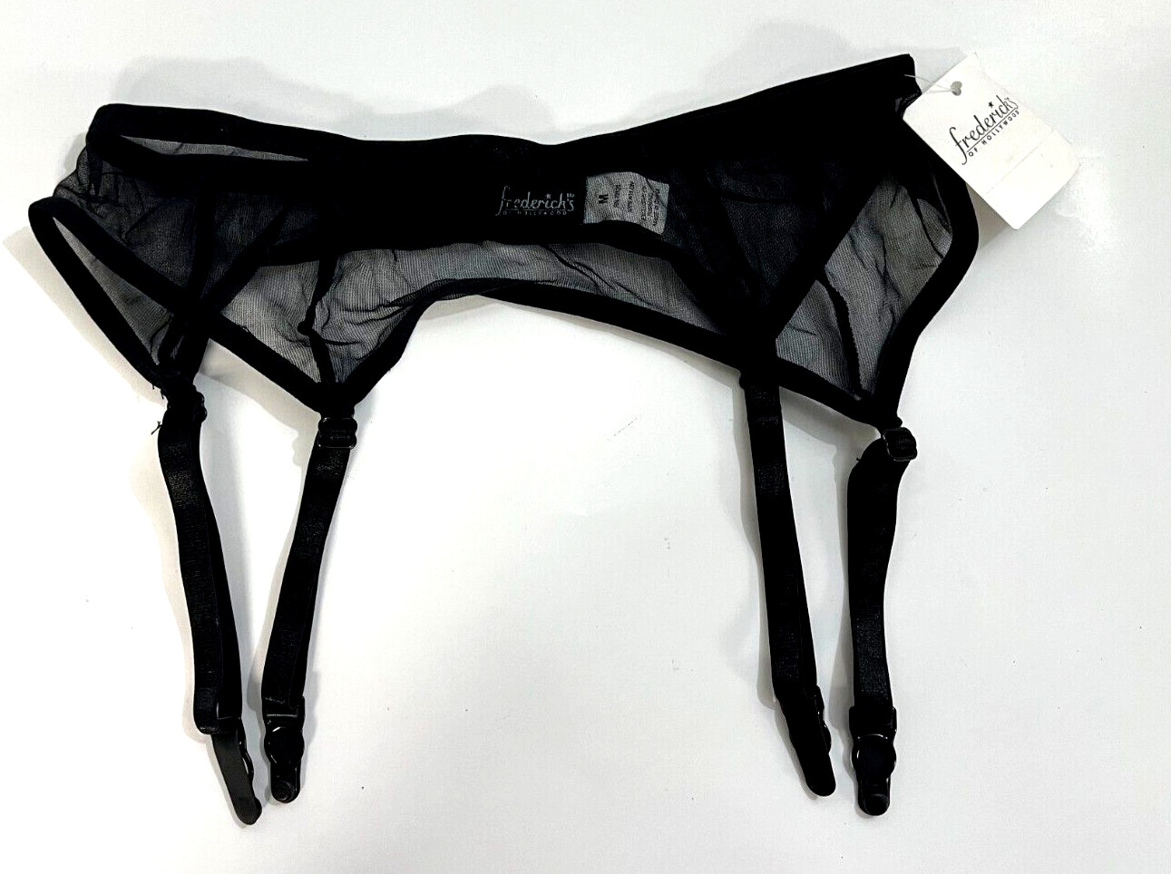 Frederick&rsquo;s of Hollywood Black solid Mesh Garter Belt Garterbelt style 4321