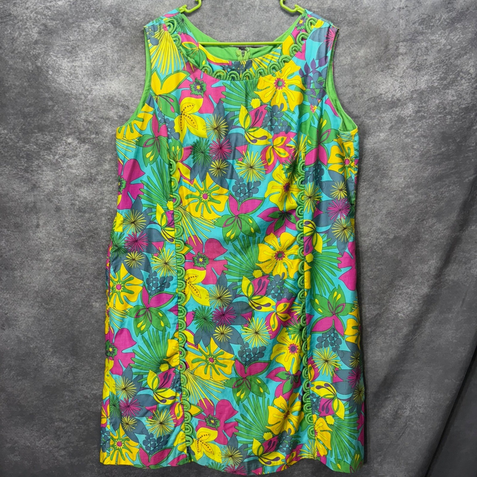 Vintage 60s Lane Bryant Mod Floral Sheath Dress Sz 22 2X Tropical Hawaiian Retro