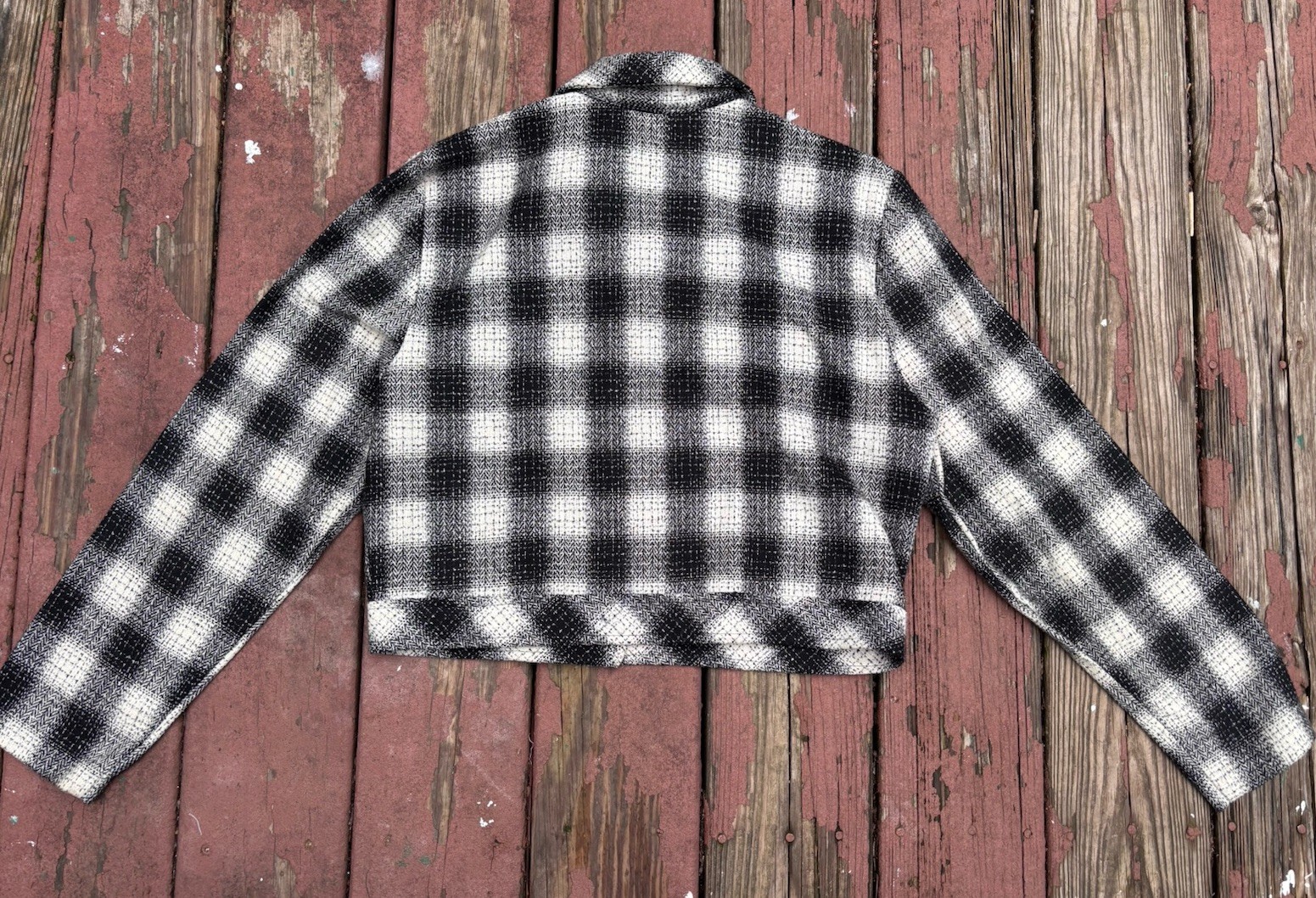 Vintage Insane 70s shadow plaid cropped jacket.S/M.union Made