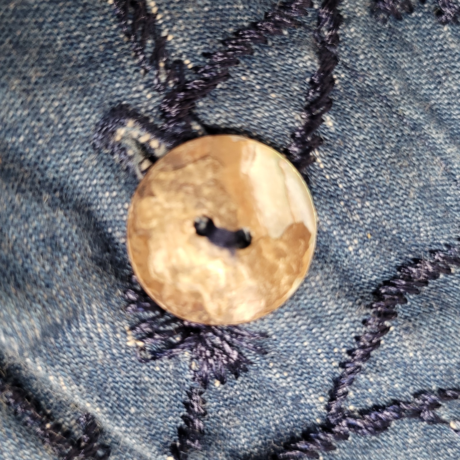 Vintage Gene Ewin BIS Shirt Womens M Wrinkled Rich Denim Embroidered 90&rsquo;s USA