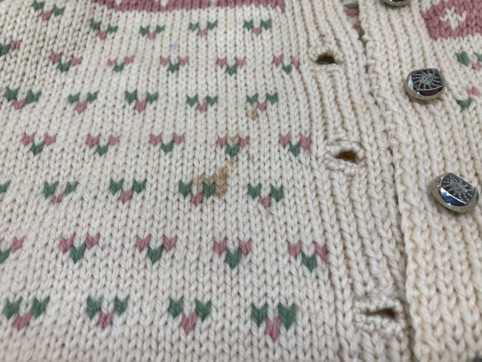 Vintage (1950&rsquo;s) Professionally Hand Knitted Womans Cardigan Wool Sweater S/M(J)