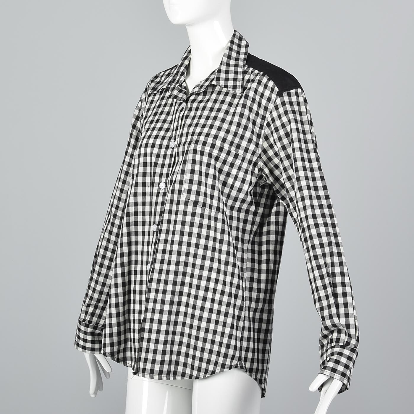 Comme des Garcons Black White Gingham Checker Oxford Shirt Cotton Button Down