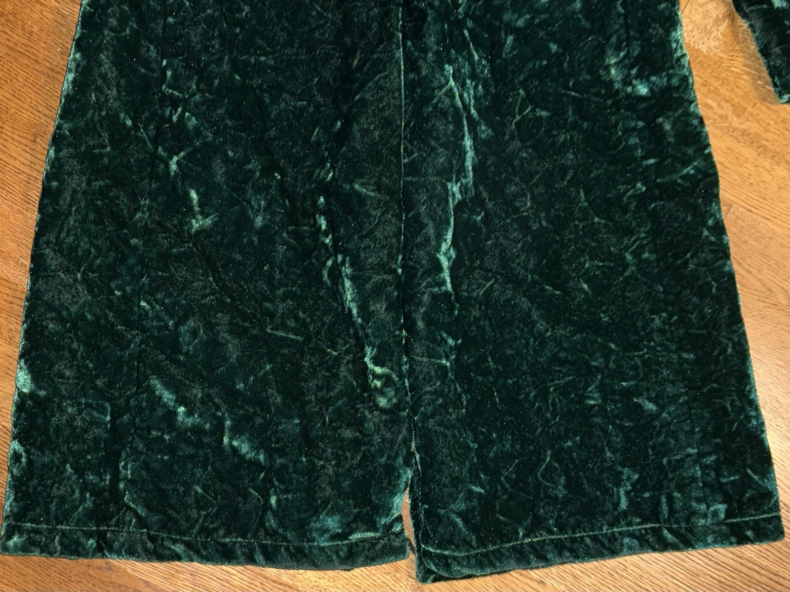 Green Crushed Velvet 70s Double Breasted Vintage Coat By VIBES by CAMPUS