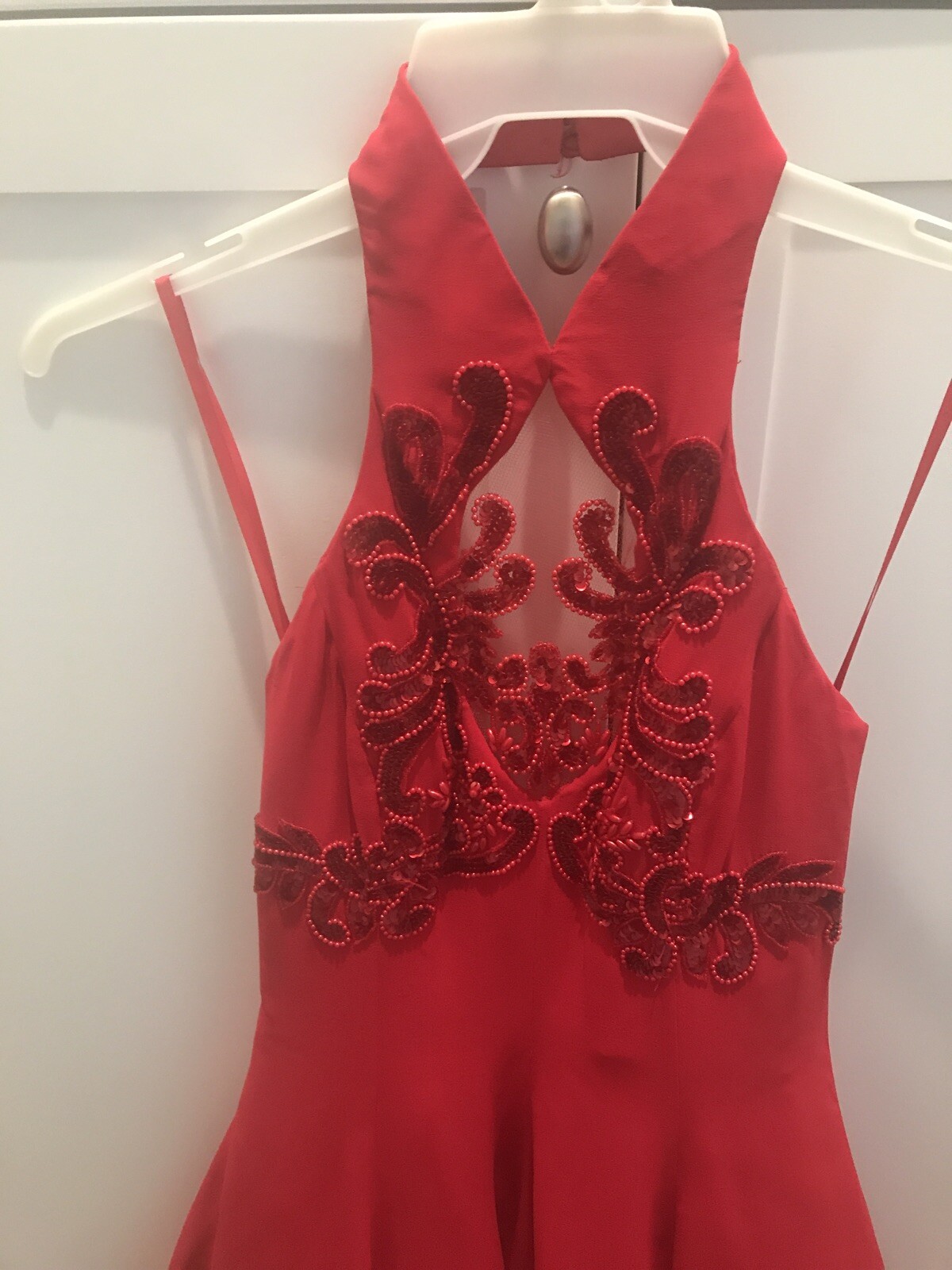 Vintage RED, Silk, Della Roufogali,Beaded ,Cocktail Or Prom Dress