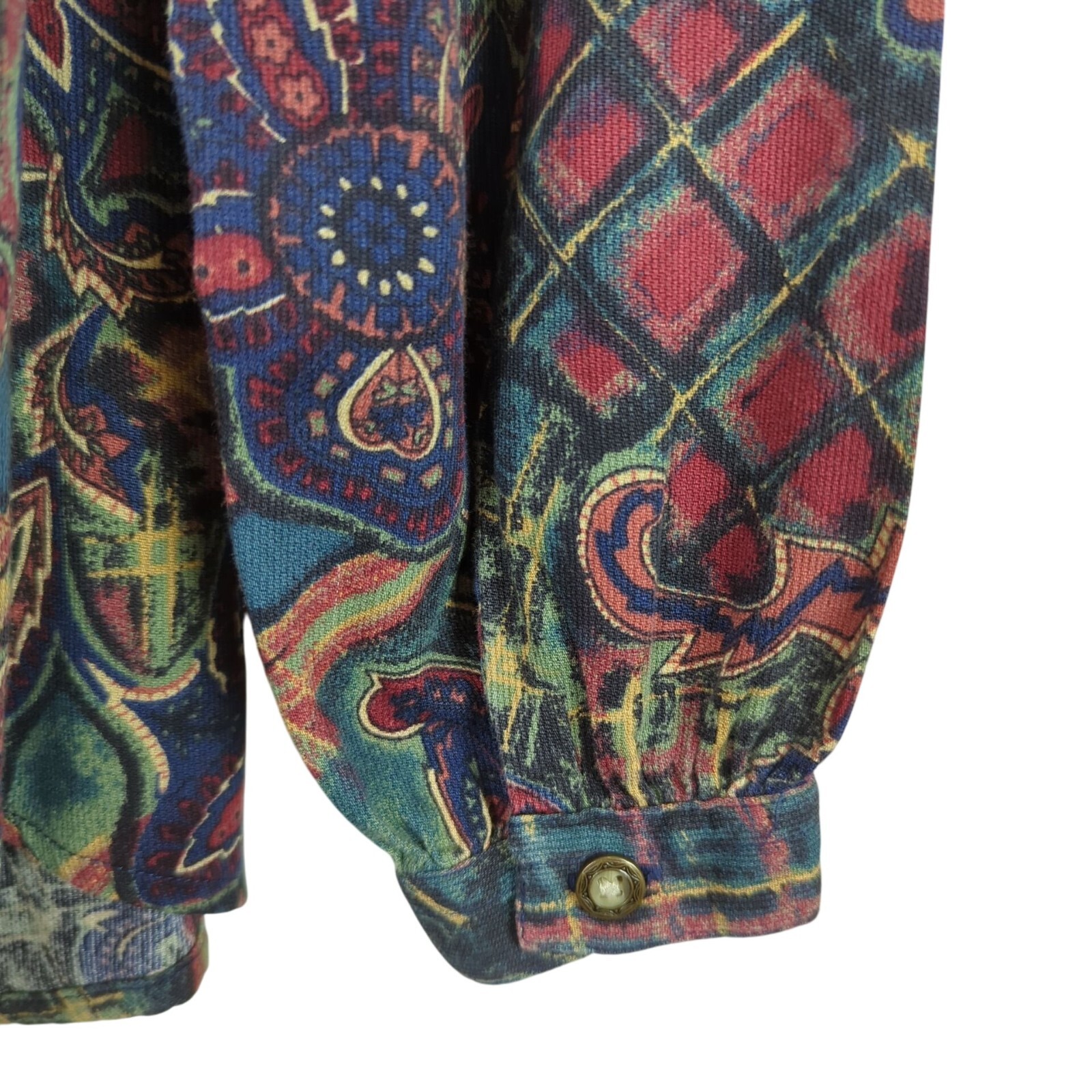 Vintage Lee Authentic Clothing Long sleeve Art Paisley Floral Button up blouse M