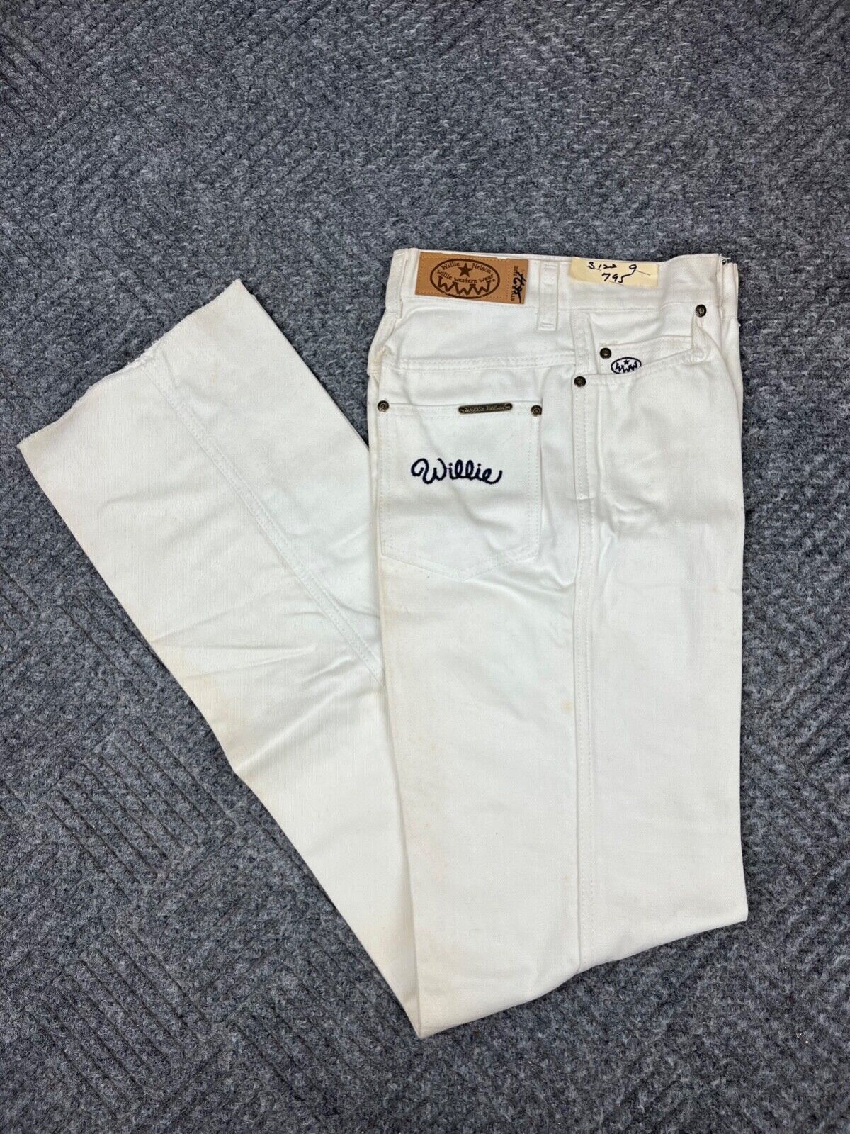 Vintage 80s Willie Nelson Jeans Adult 24×36 White Embroidered Women&rsquo;s NOS