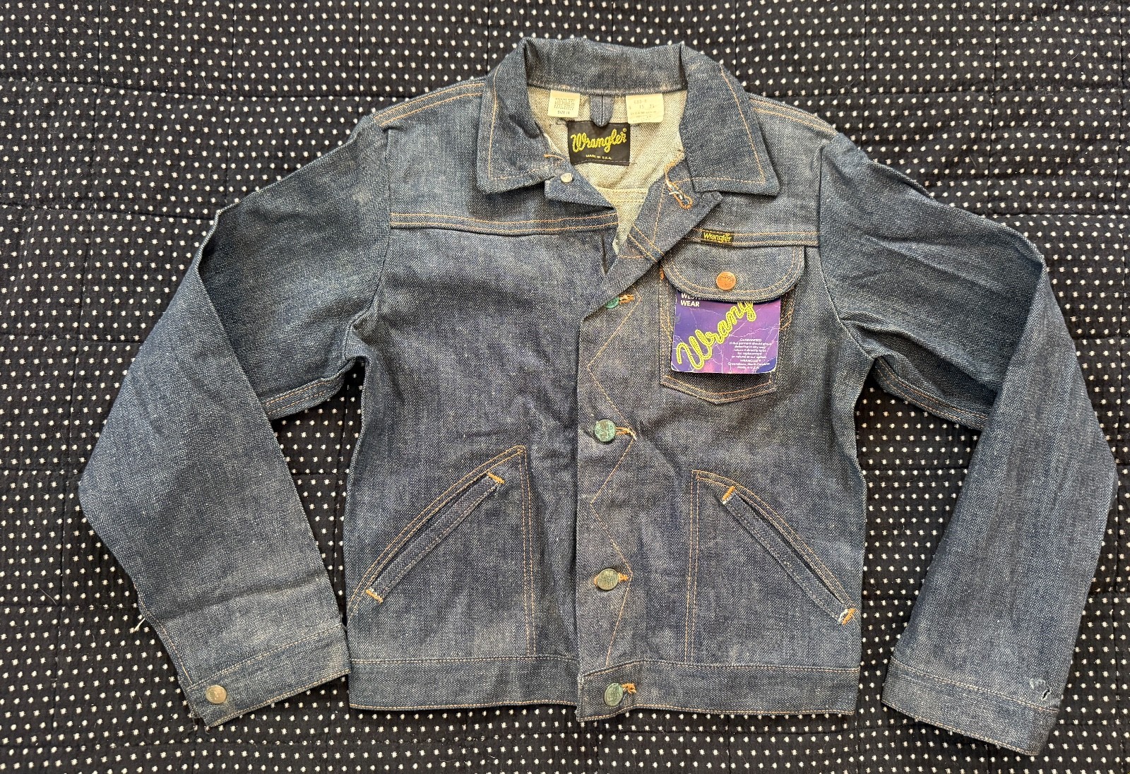 Wrangler Vintage 70&rsquo;s Deadstock NOS Denim Western Jacket Size 14 Unlined USA