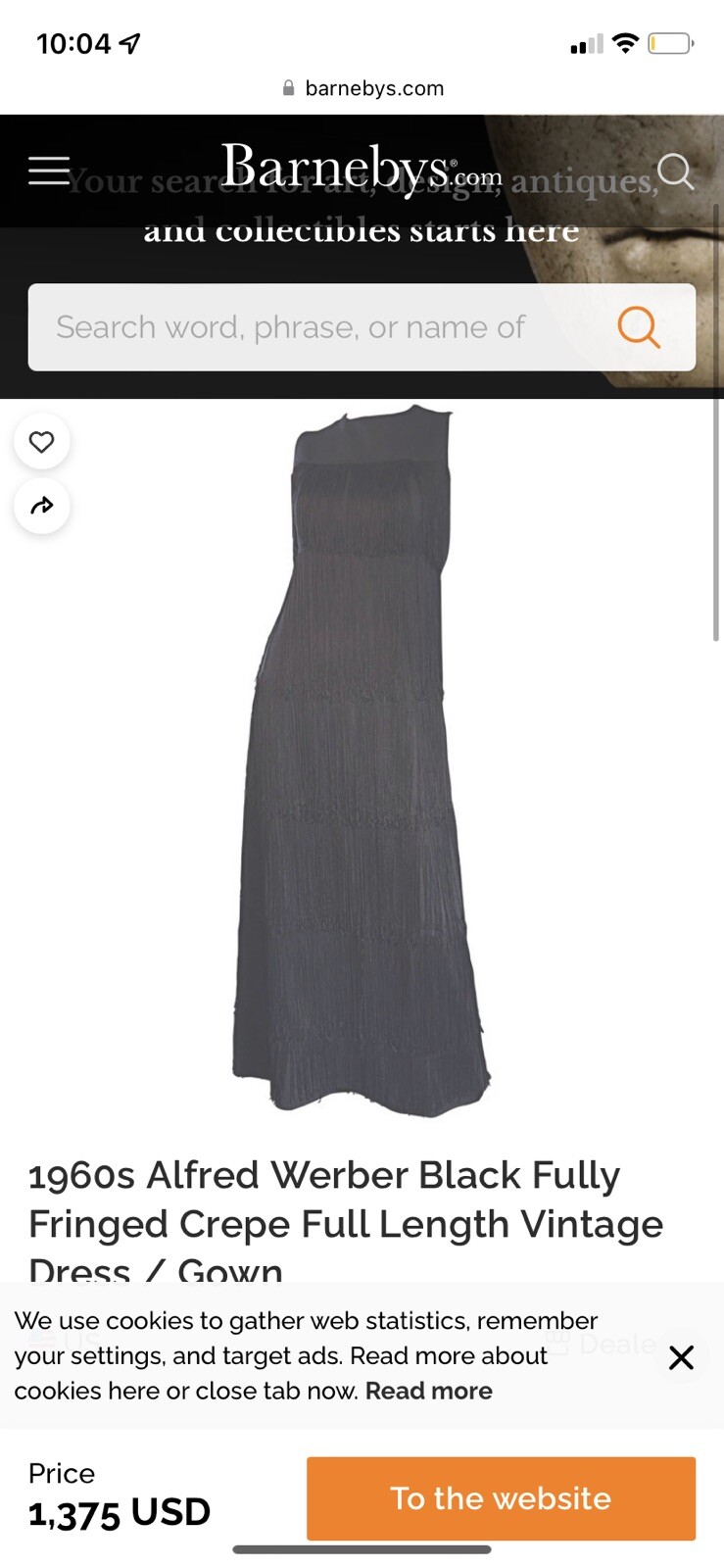 Rare- 1960s Alfred Werber Black Fully Fringed Crepe Full Length Vintage Dress