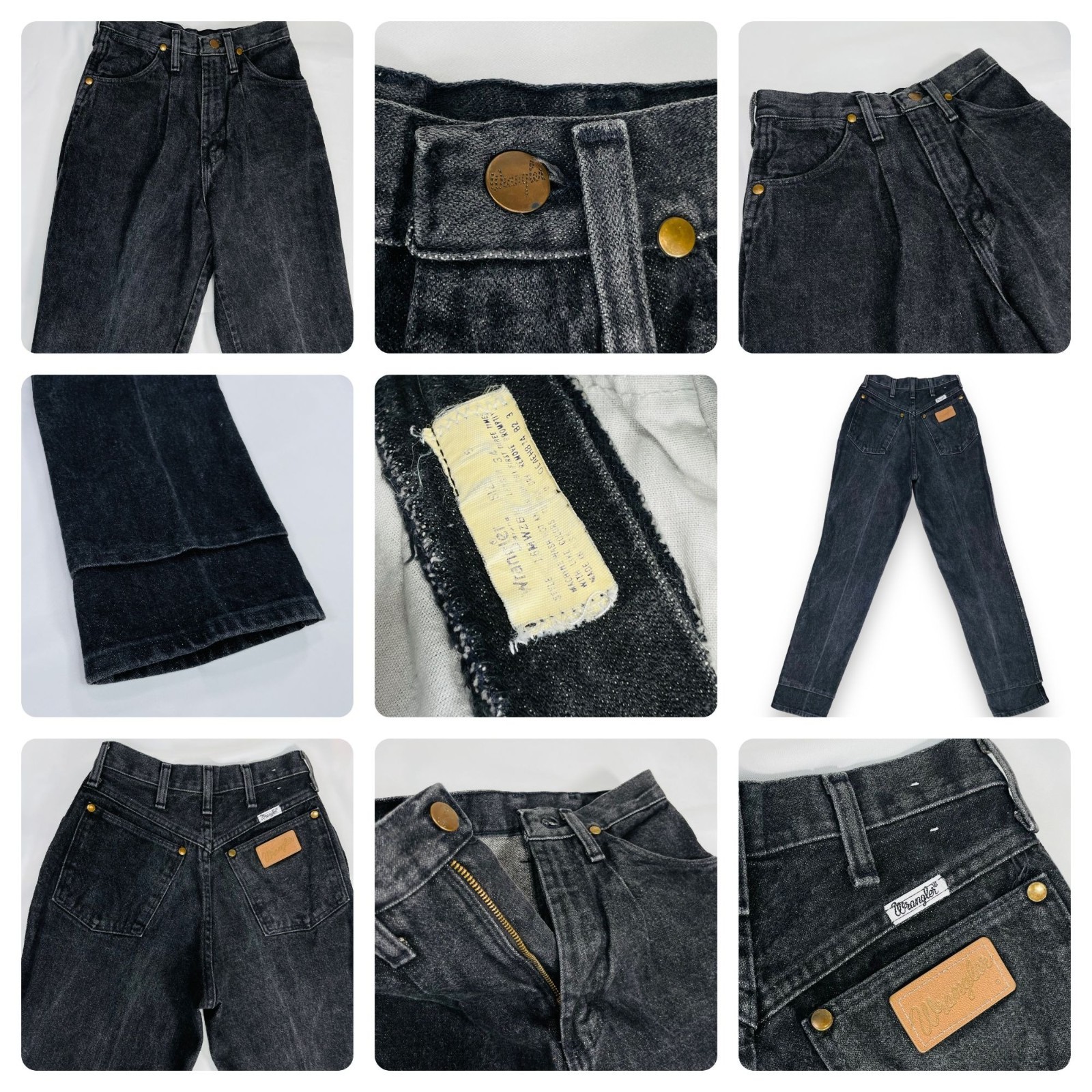 Vintage Wrangler Womens High Waist Black Denim Leather Patch Mom Jeans 5 / 25&Prime;