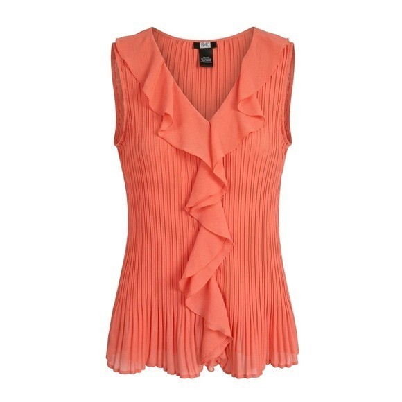 Studio 1940 Coral Pleated Ruffle Front V-Neck Sleeveless Blouse 18/20