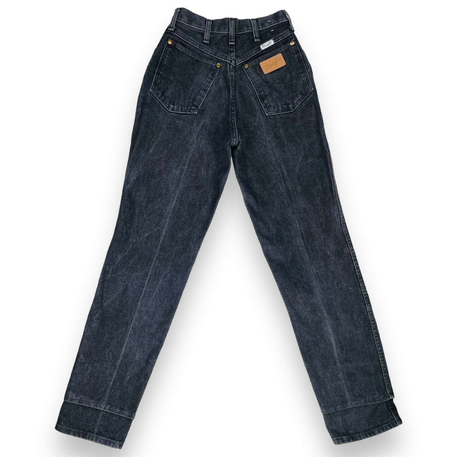 Vintage Wrangler Womens High Waist Black Denim Leather Patch Mom Jeans 5 / 25&Prime;