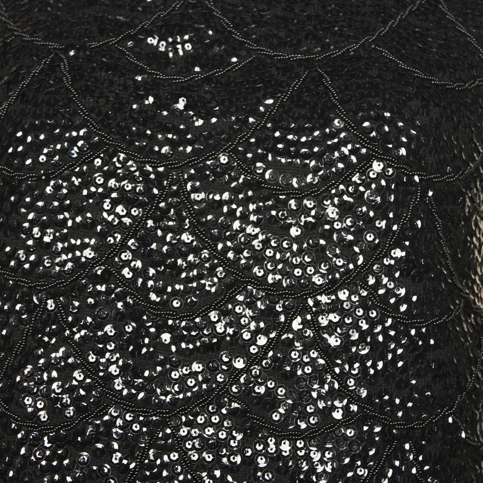 Vintage Black Sequin Bead Shell Top Scalloped Fringe Metal Zip B38 W36 – Hey Viv