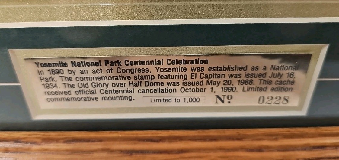 1890 To 1990 Yosemite National Park Centennial No. 228 Out Of 1000 Collectible