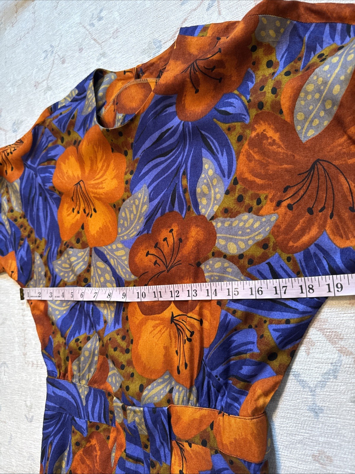 Vintage Jeffrey & Dara Tropical Print Faux Wrap Pencil Wiggle Dress Belt 5/6 USA