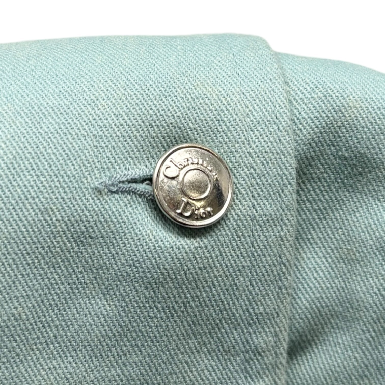 Christian Dior Vintage 2001 J&rsquo;ADORE Logo Denim Twill Jacket #36 Blue Yellow