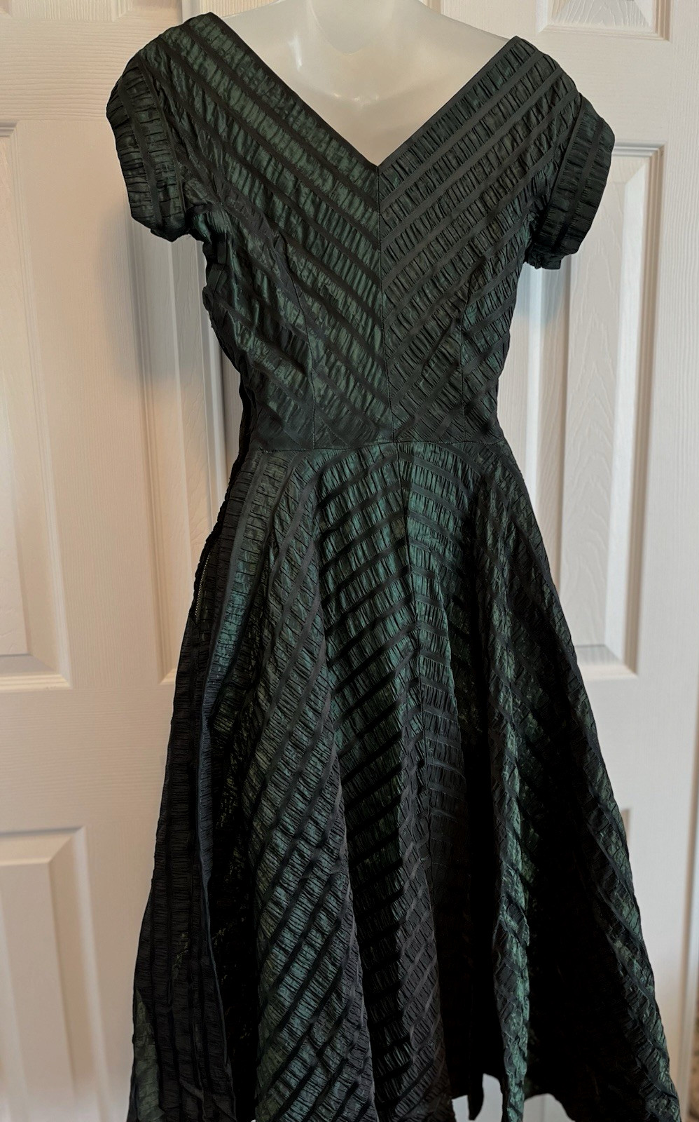 VTG 1940’s Old Hollywood Dress Iridescent Taffeta Evening Party Small Handmade
