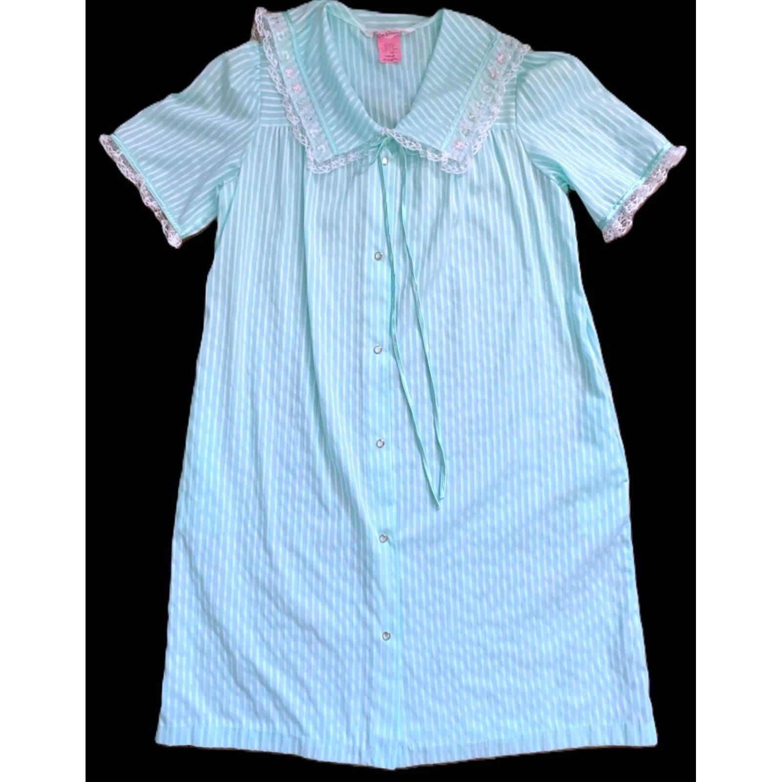 Vtg 1980&rsquo;s Evelyn Pearson Label Duster Length Housecoat, House Dress Lounger LG