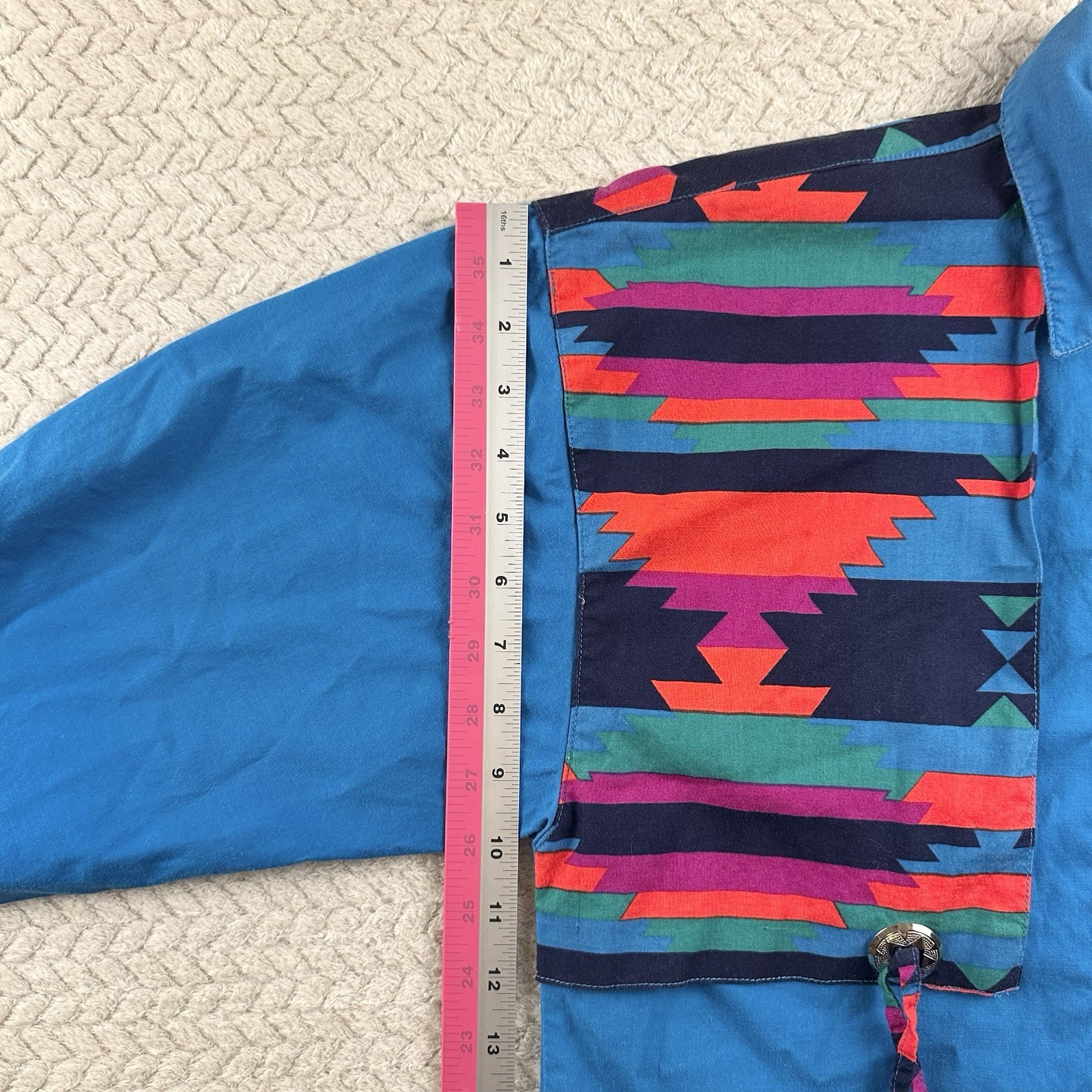 Vintage Wrangler Aztec Womens Turquoise Small Rodeo Shirt 80’s 90’s Cowgirl