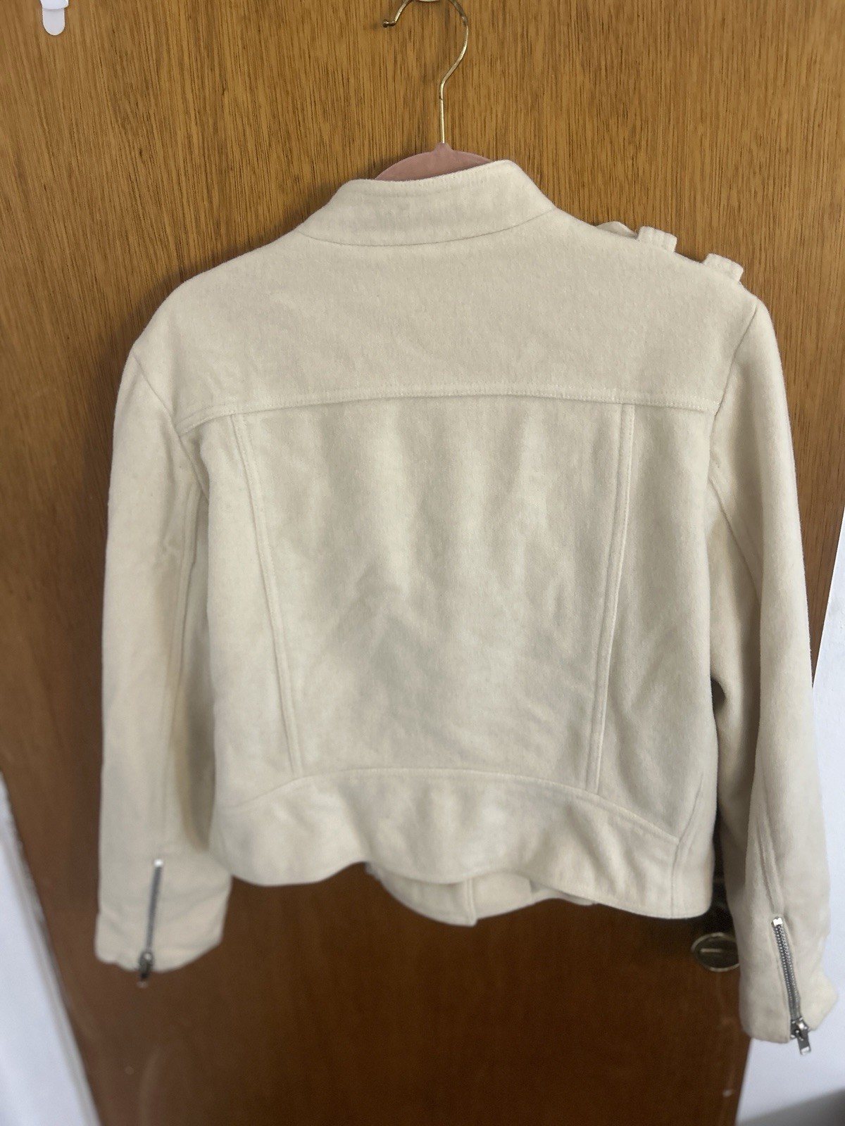 Vintage David N Moto Style Jacket wool Cashmere cream zip-up Romania Italy 80s