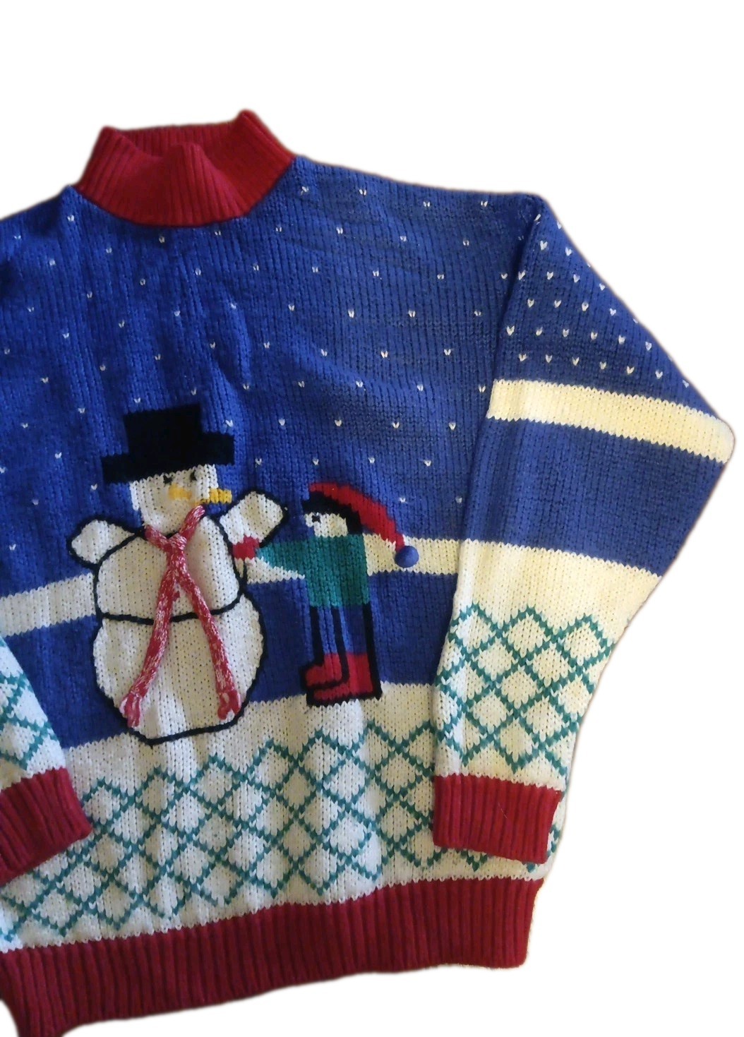 Vintage Amanda Smith Snowman Winter Pullover Sweater Womens Large 80’s 90’s