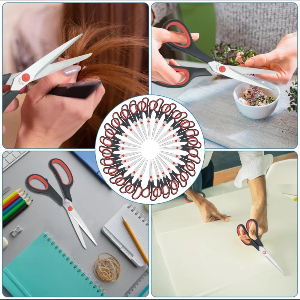 Heavy Duty 8-inch All-Purpose Scissors – 24 Bulk Pack for Office, Home, Craft