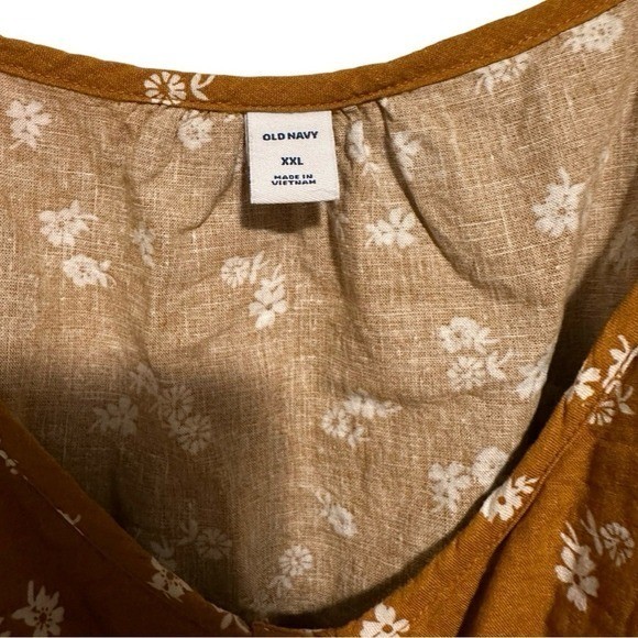 Old Navy XXL Rust Floral Ruffle Button Front Cotton Sleeveless Top
