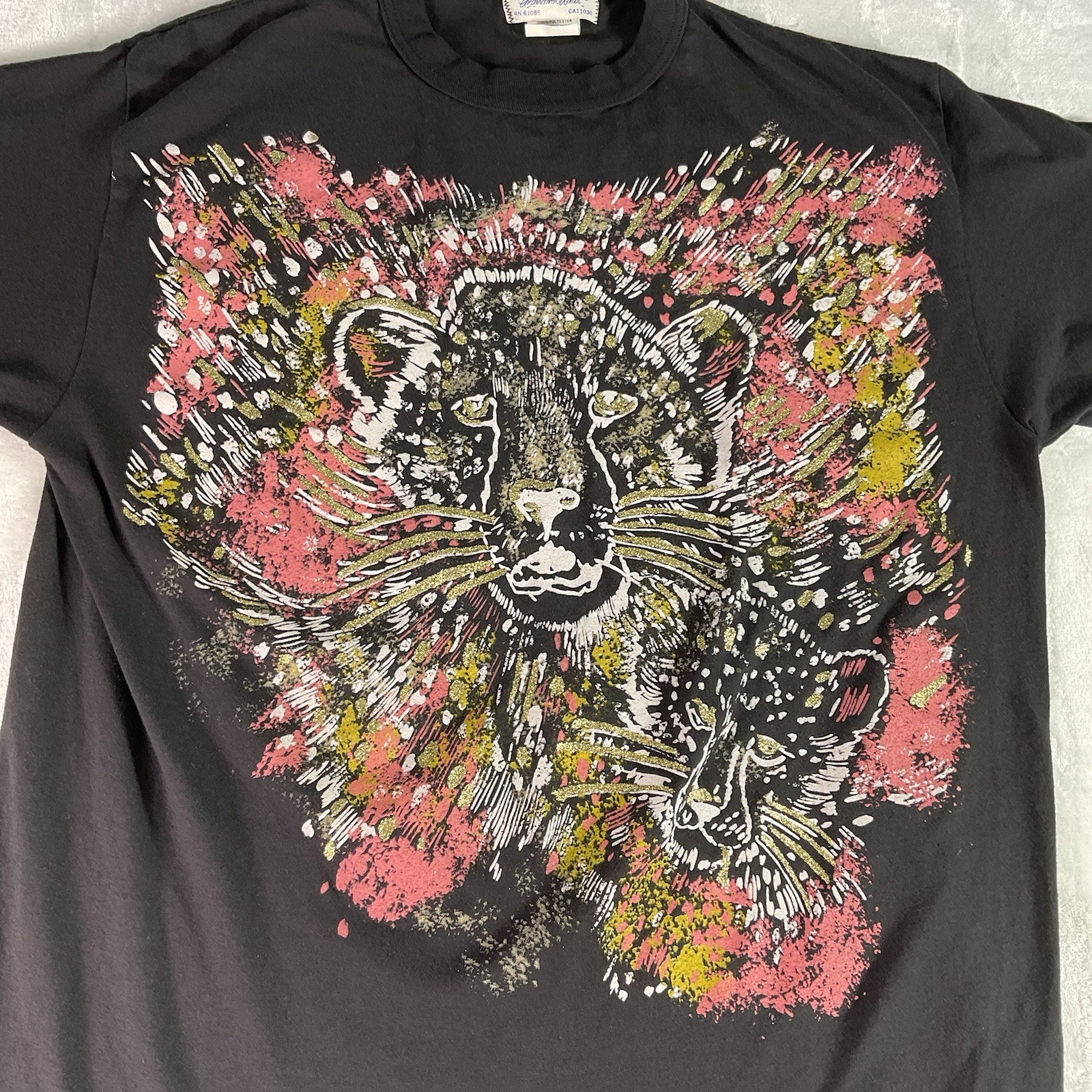 Vtg Undercover Wear Leopard Sparkle Sleep Shirt One Size Single Stitch USA Made