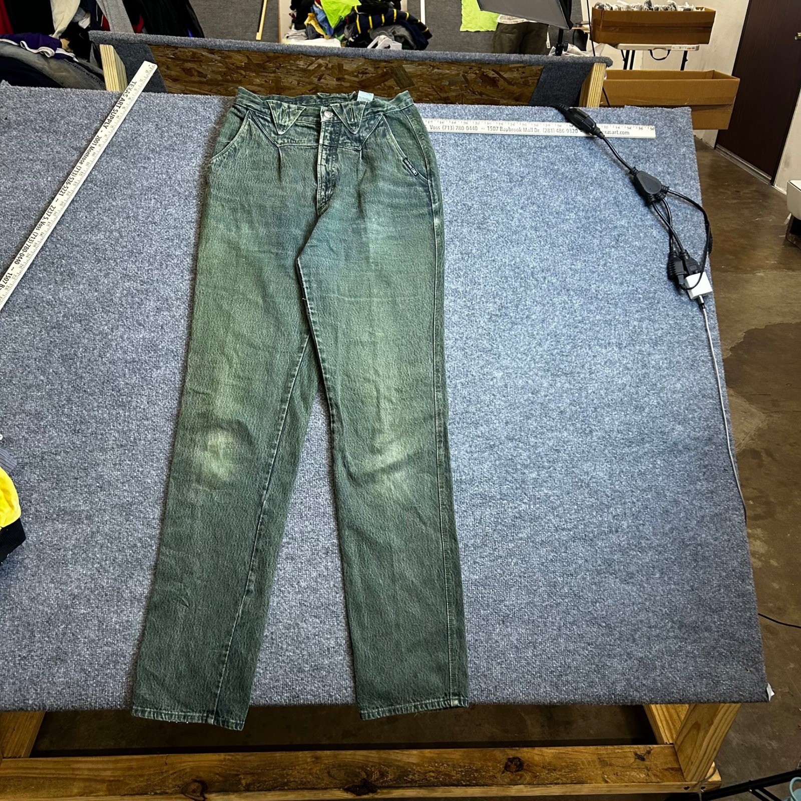 Genuine Ethics Jeans Womens Size 13/14 Green Acid Wash High Waisted Western
