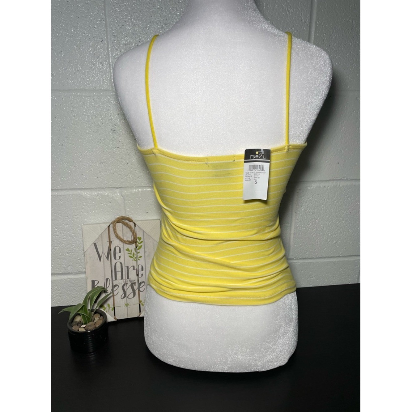 Rue21 Yellow & White Striped Spaghetti Strap Camisole