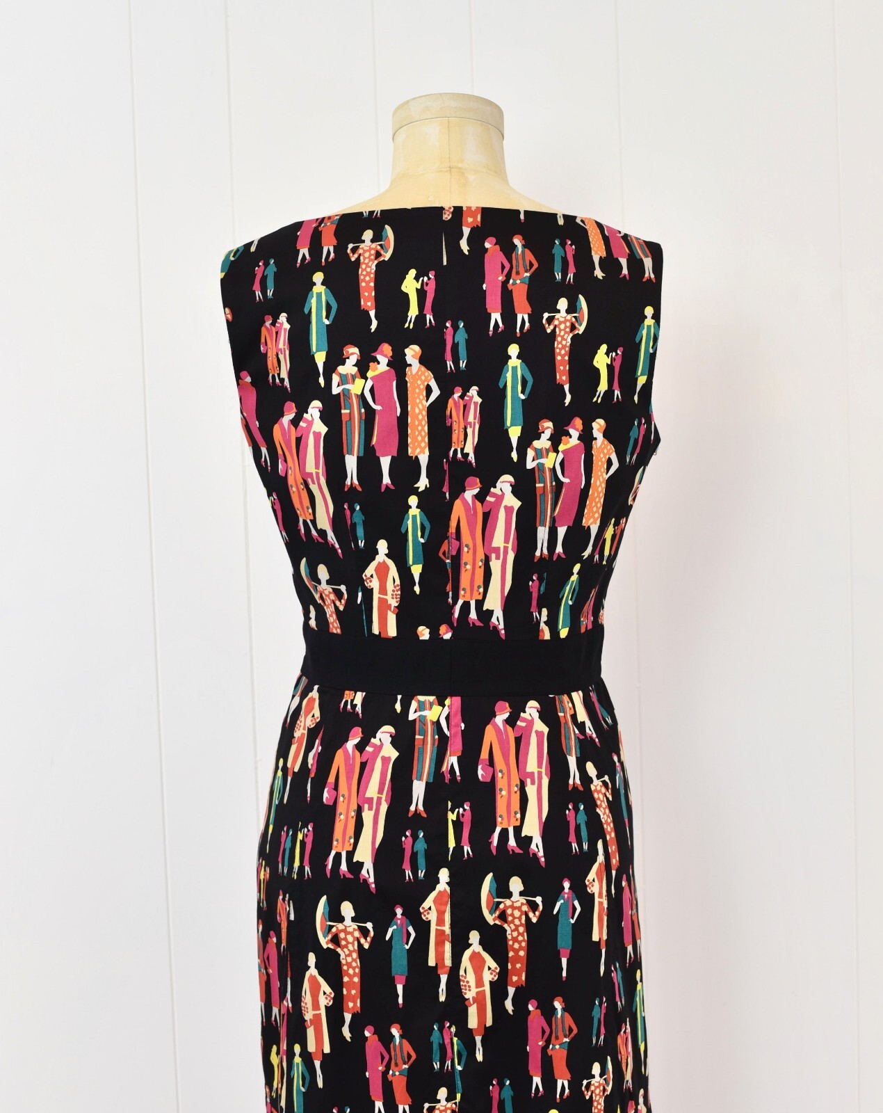 1990s/2000s Y2K Flapper Ladies Art Deco Novelty Print Kay Unger New York Dress