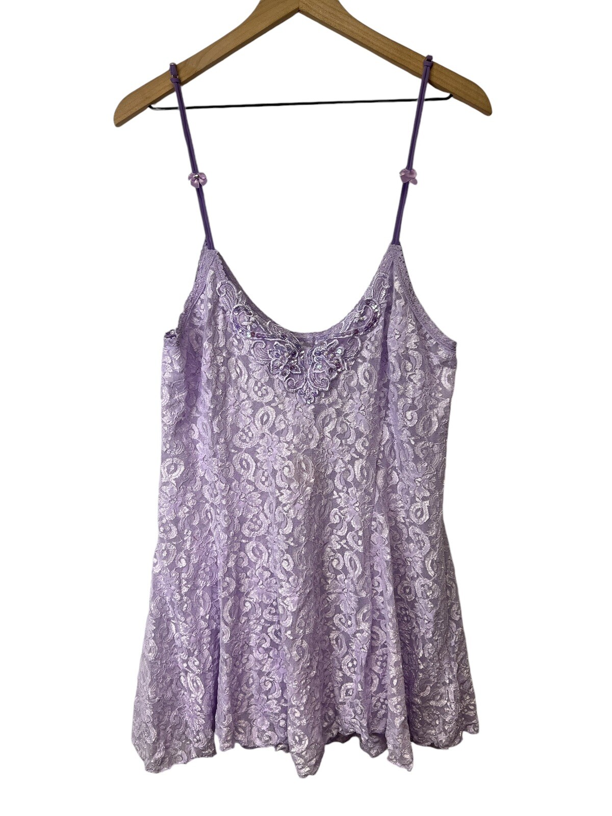 Vintage Intimate Attitudes Purple Stretch Lace Chemise Mini Lingerie Dress 3X