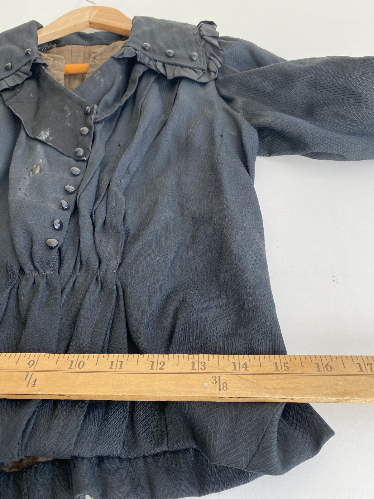Antique Edwardian S Fine Wool Silk Trim Mourning Jacket Victorian