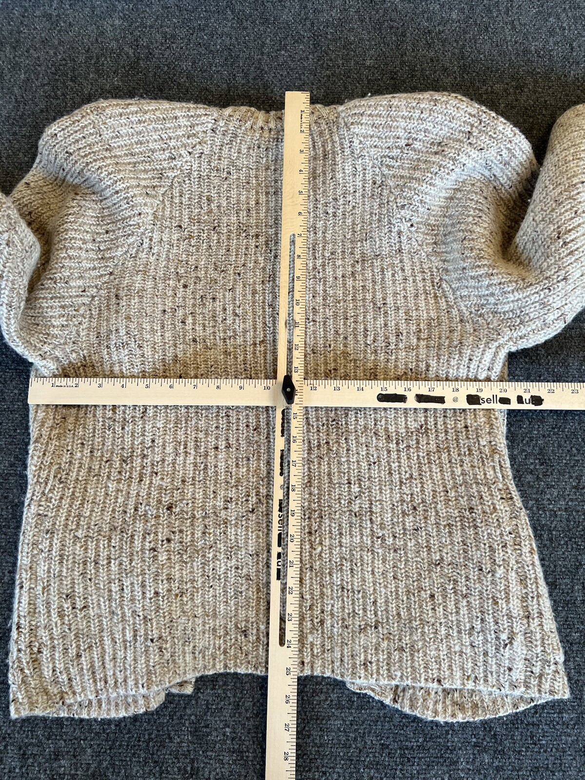 I.B. Diffusion Womens VTG Sweater Wrap Cardigan Oatmeal Chunky Wool Blend