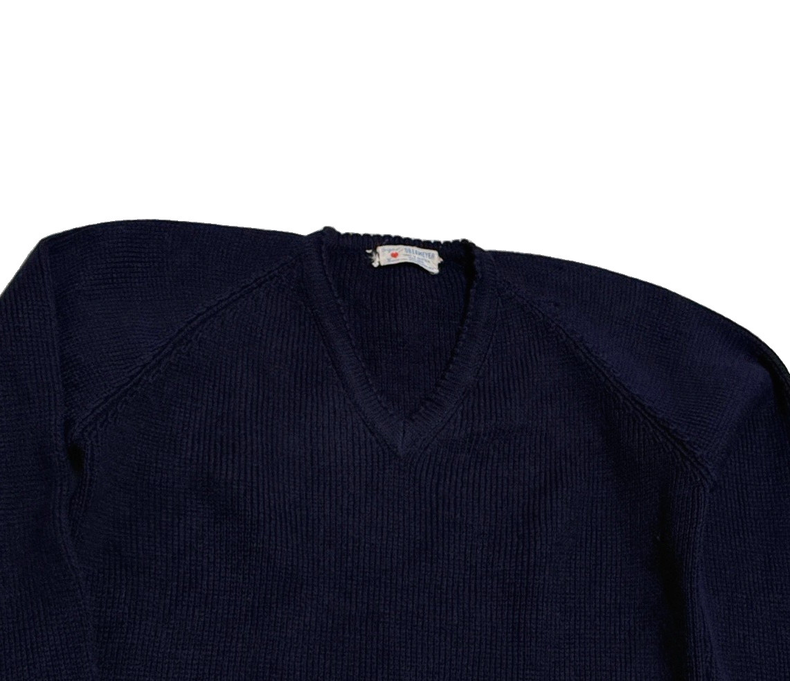 Original Obermeyer Vintage 1950s Navy Blue Sweater Thick Wool Knit Austria