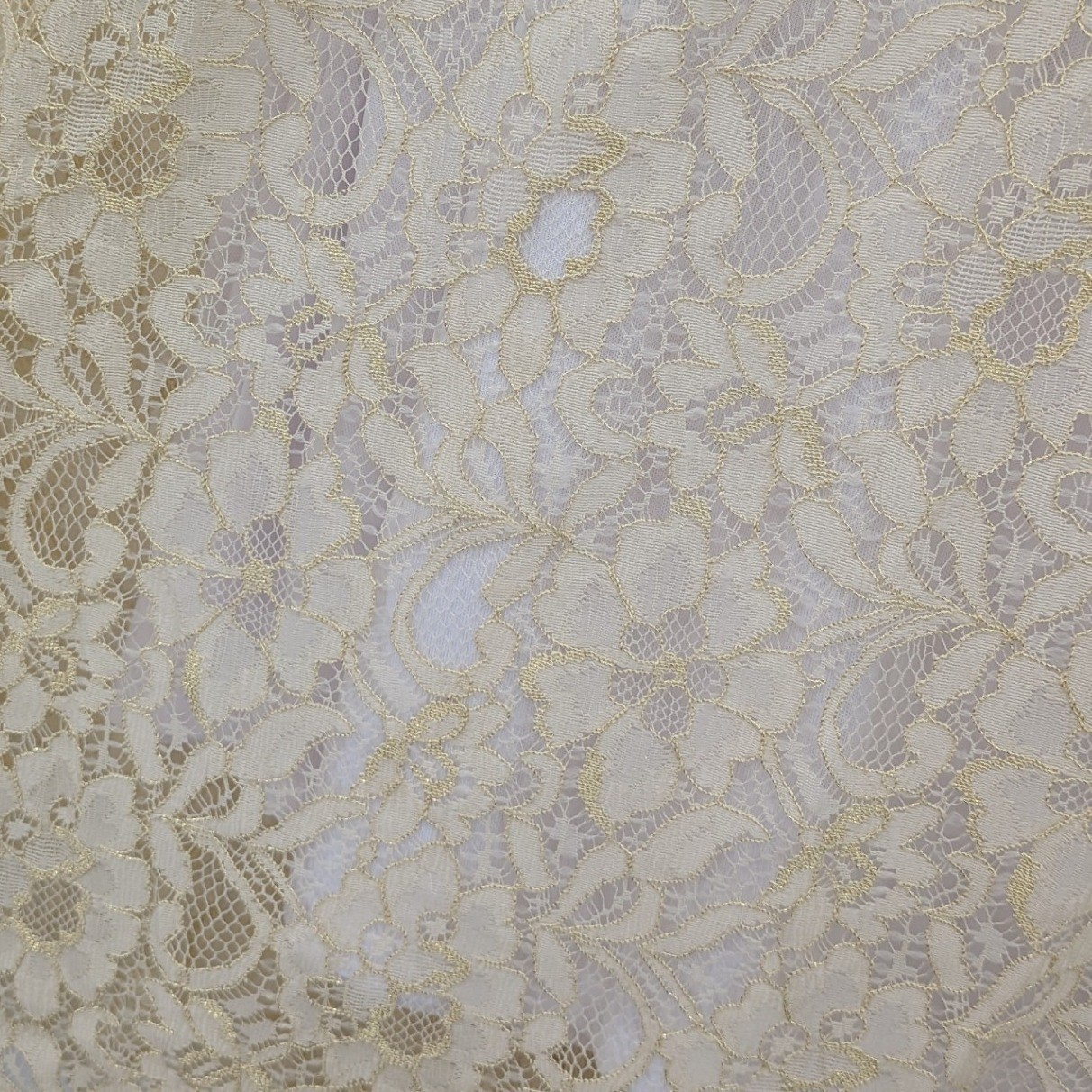 Boho Cottagecore Wedding Glam Yellow Gold Metallic Shimmer Floral Lace XL Skirt