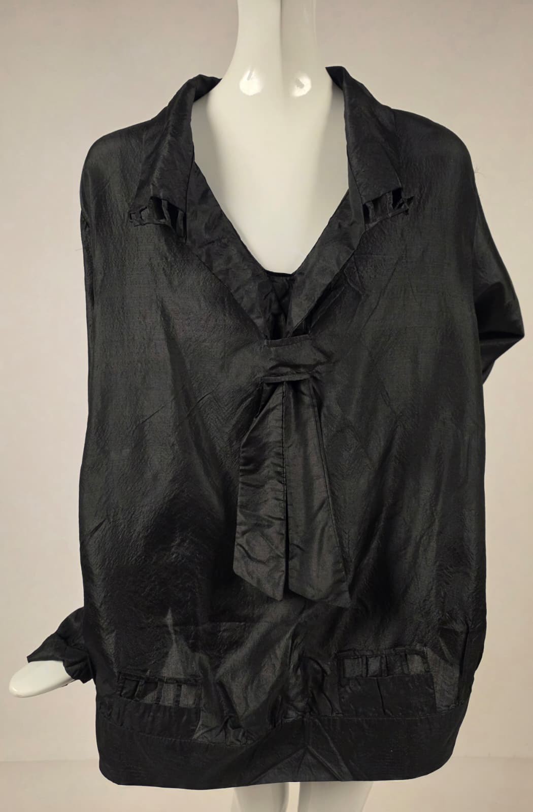 GREAT STYLE EDWARDIAN TEENS CRISP BLACK SILK TAFFETA TOP