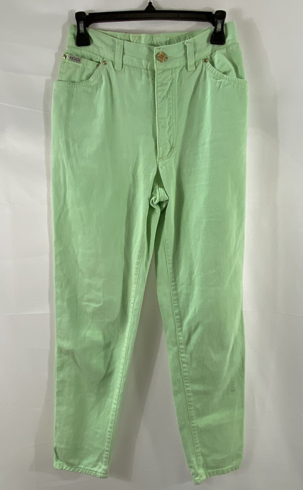 Vintage 90s Escada Margaretha Ley Mint Green High Rise Tapered Jeans Sz 36