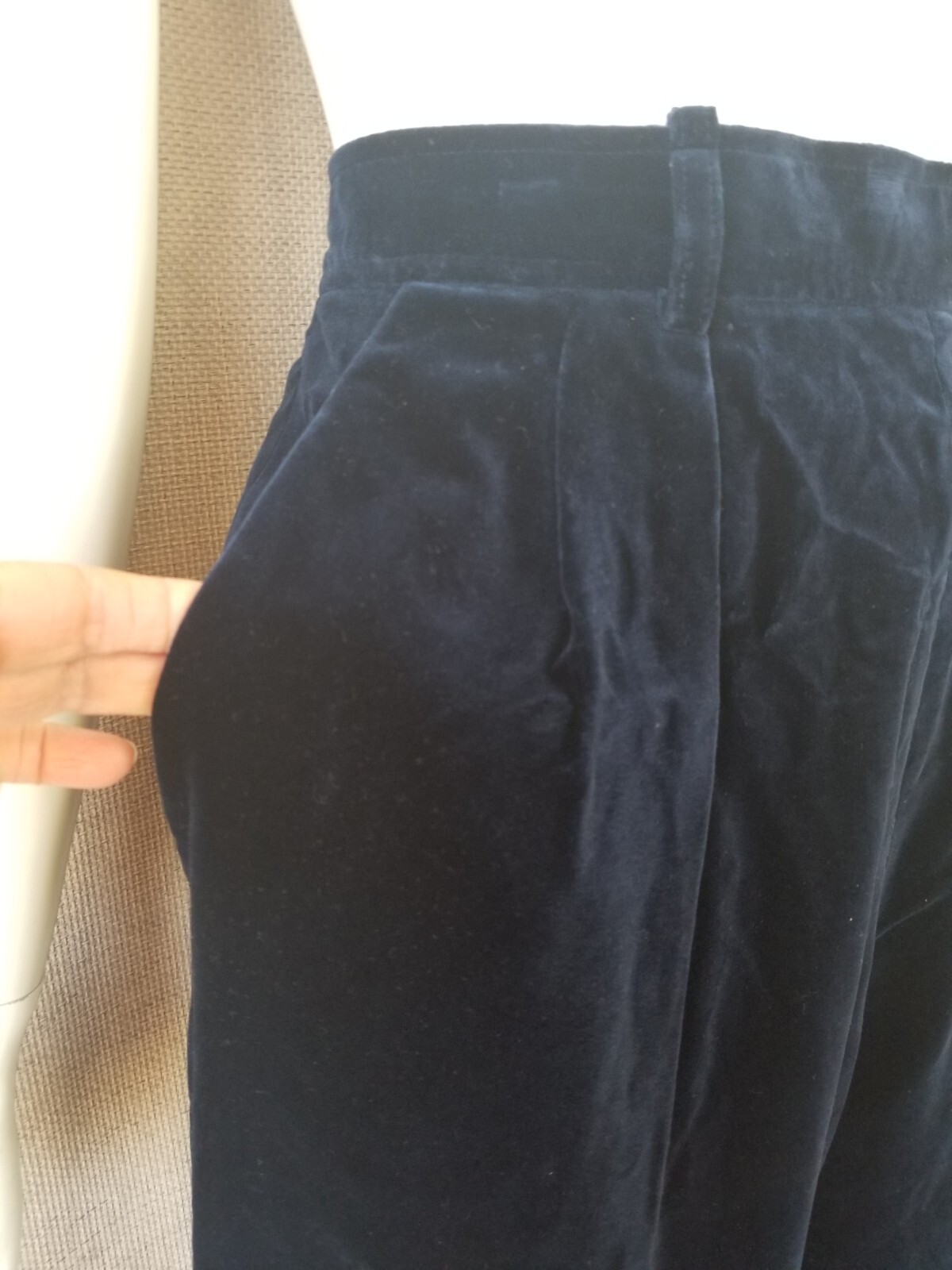 1980&rsquo;s YVES SAINT LAURENT RIVE GAUCHE Blue Velvet trousers Womens Vintage Pants