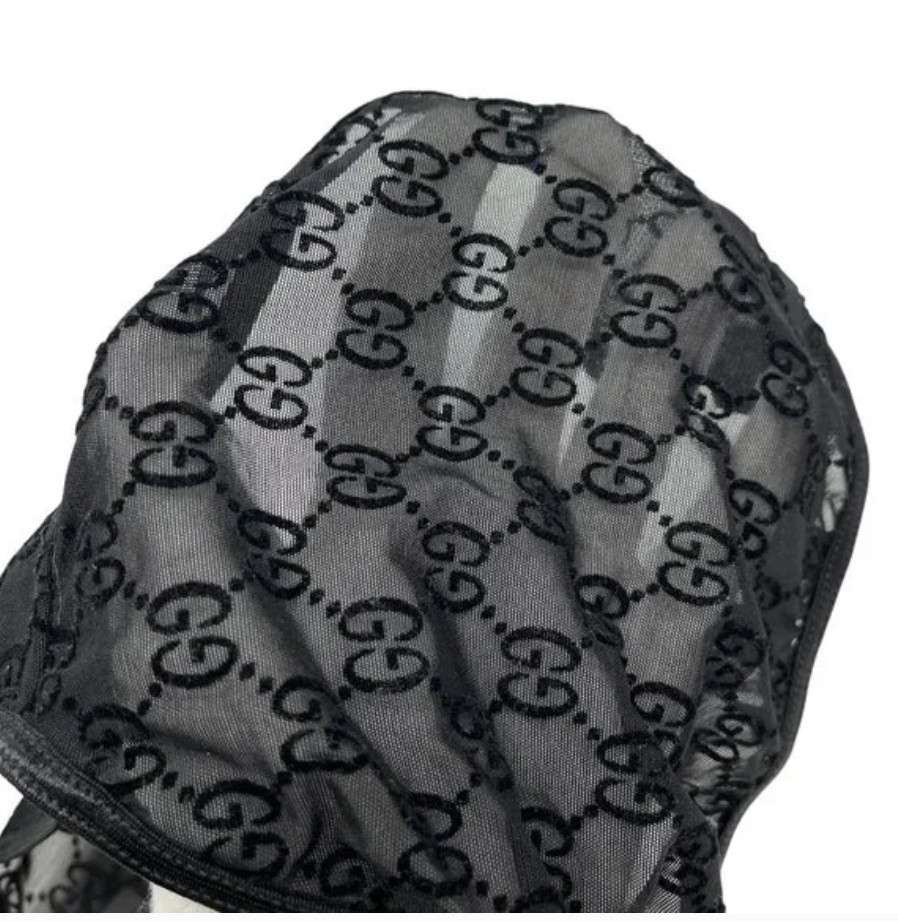 GUCCI Vintage GG Monogram Logo Bra Shorts Set #XS Underwear Black Nylon