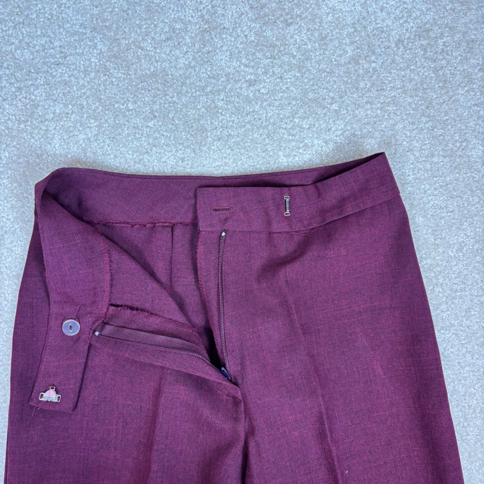 Mandee Vintage Burgundy High Waisted Straight Leg Trousers Size 3/4 Made in USA