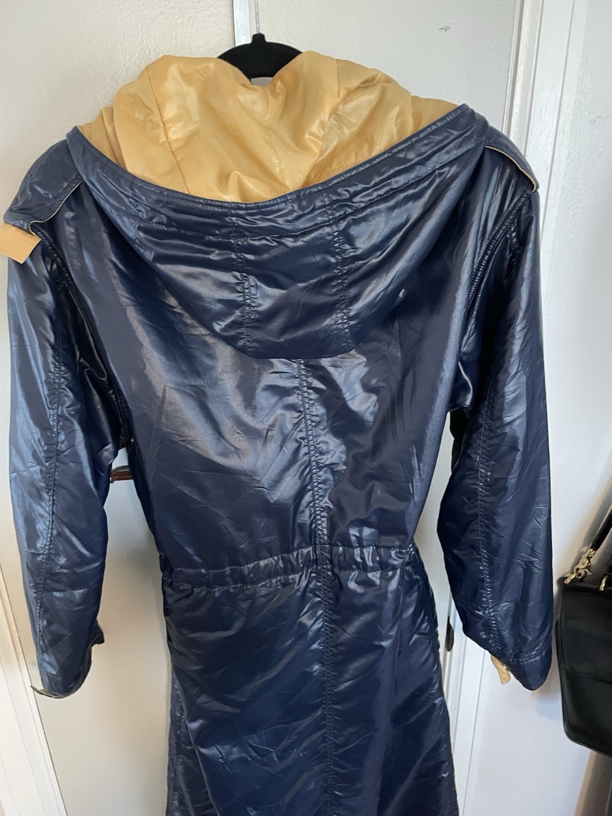 COURREGES c.1970&rsquo;s Hyperbole Paris Navy Blue Drawstring Windbreaker Raincoat
