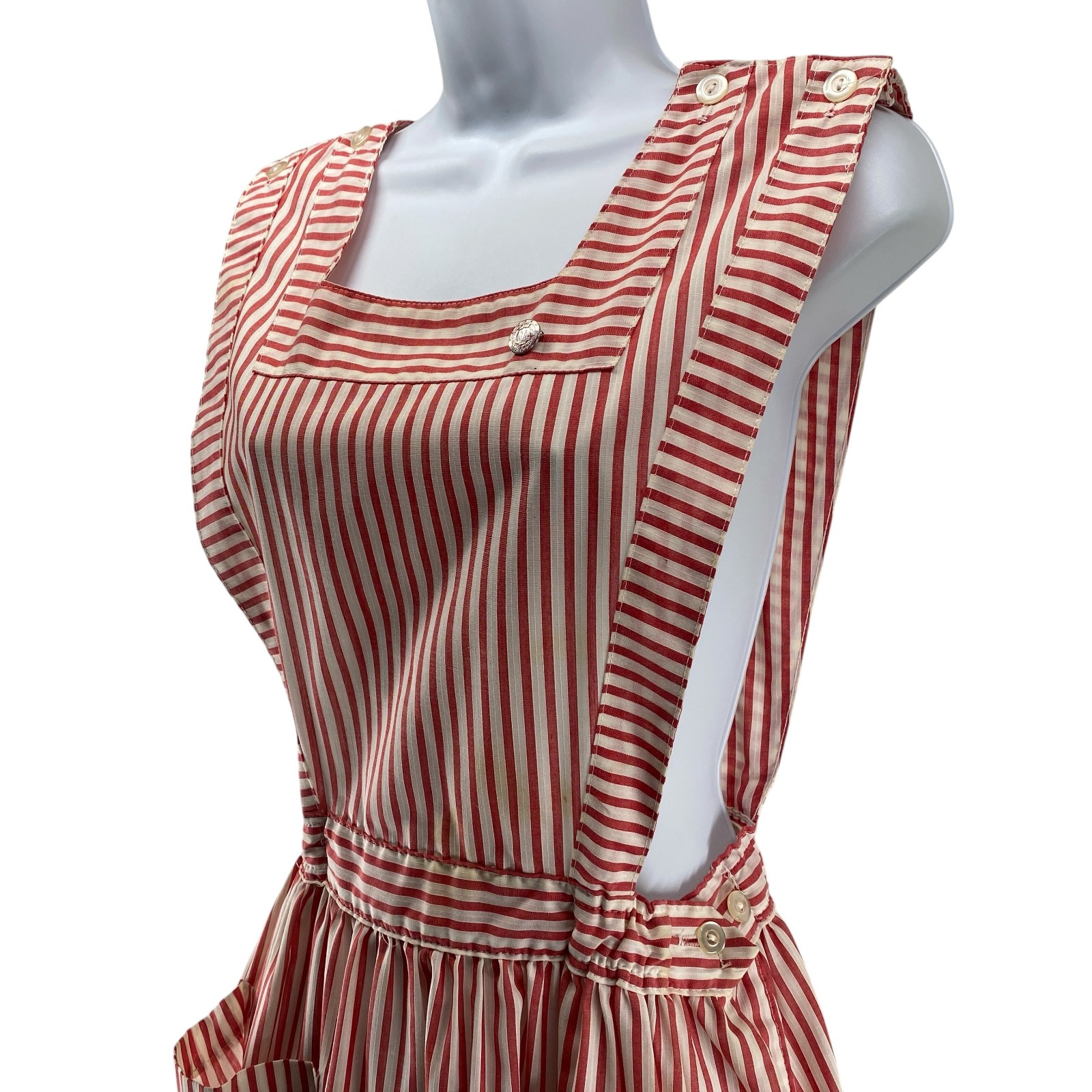 Candy Striper Vintage Volunteer Uniform Jumper Medium Pink White Fashion Seal