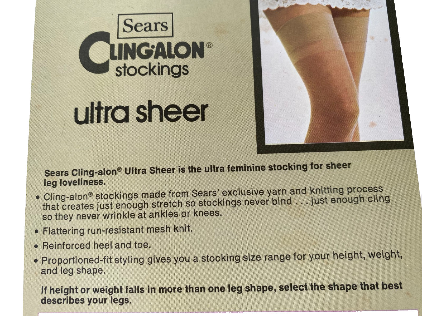 Vtg Sears Cling-Alon Pantyhose Lot of 3 Full Figure Ultra Sheer NOS Tall 11-12