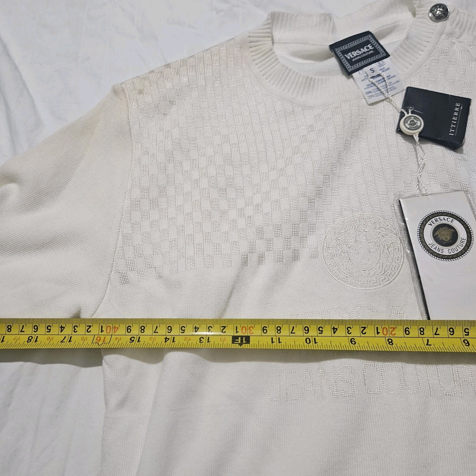 Nwt Versace Jeans Couture Knitted Short Sleeve Sweater Sz.small Flawed