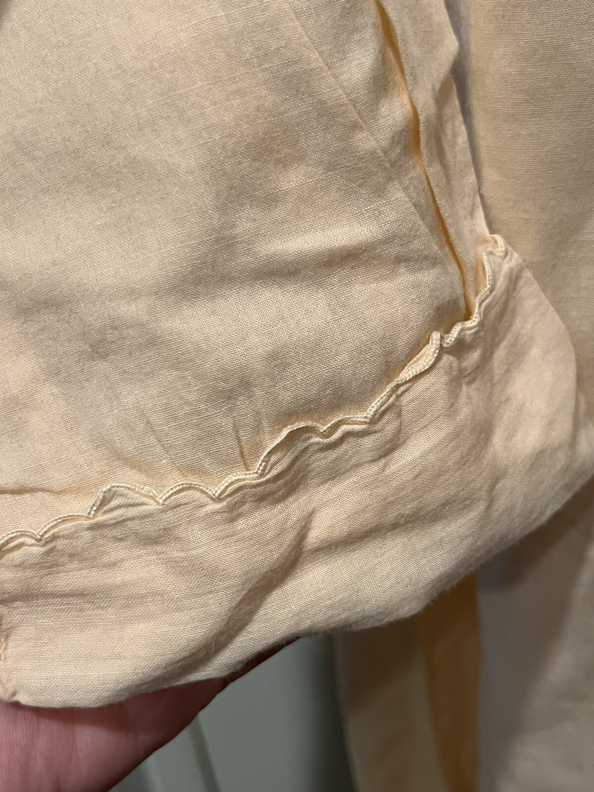 Eastern Isles Hand Made Sheer Cotton Nightgown Light Peach With Embroidery L/S W