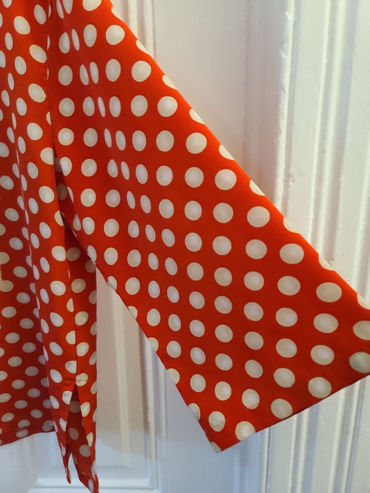 1960s 70s MOD Weird Design Blouse Vintage Polka Dot 3/4 sleeve Medium