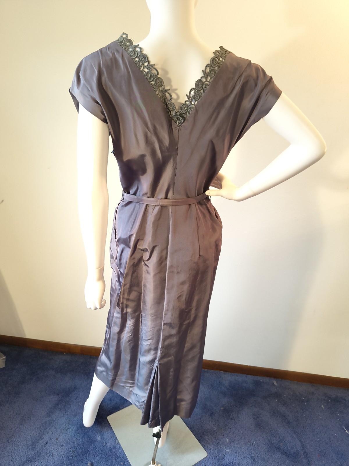 Vintage 50&rsquo;s Parness Feinstein 2pc Purple Sharkskin Taffeta Cocktail Dress