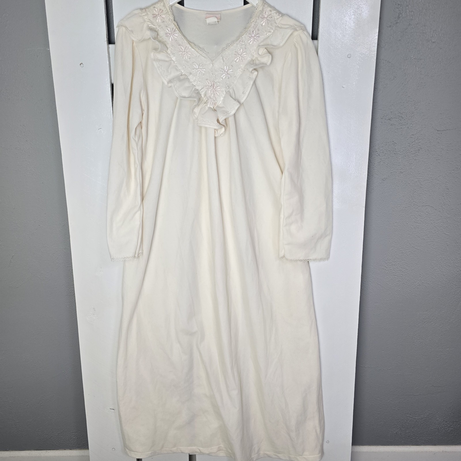 Adonna JC Penny&rsquo;s Ivory Nylon Poly Blend Midi Nightgown Large Prairie Cottage