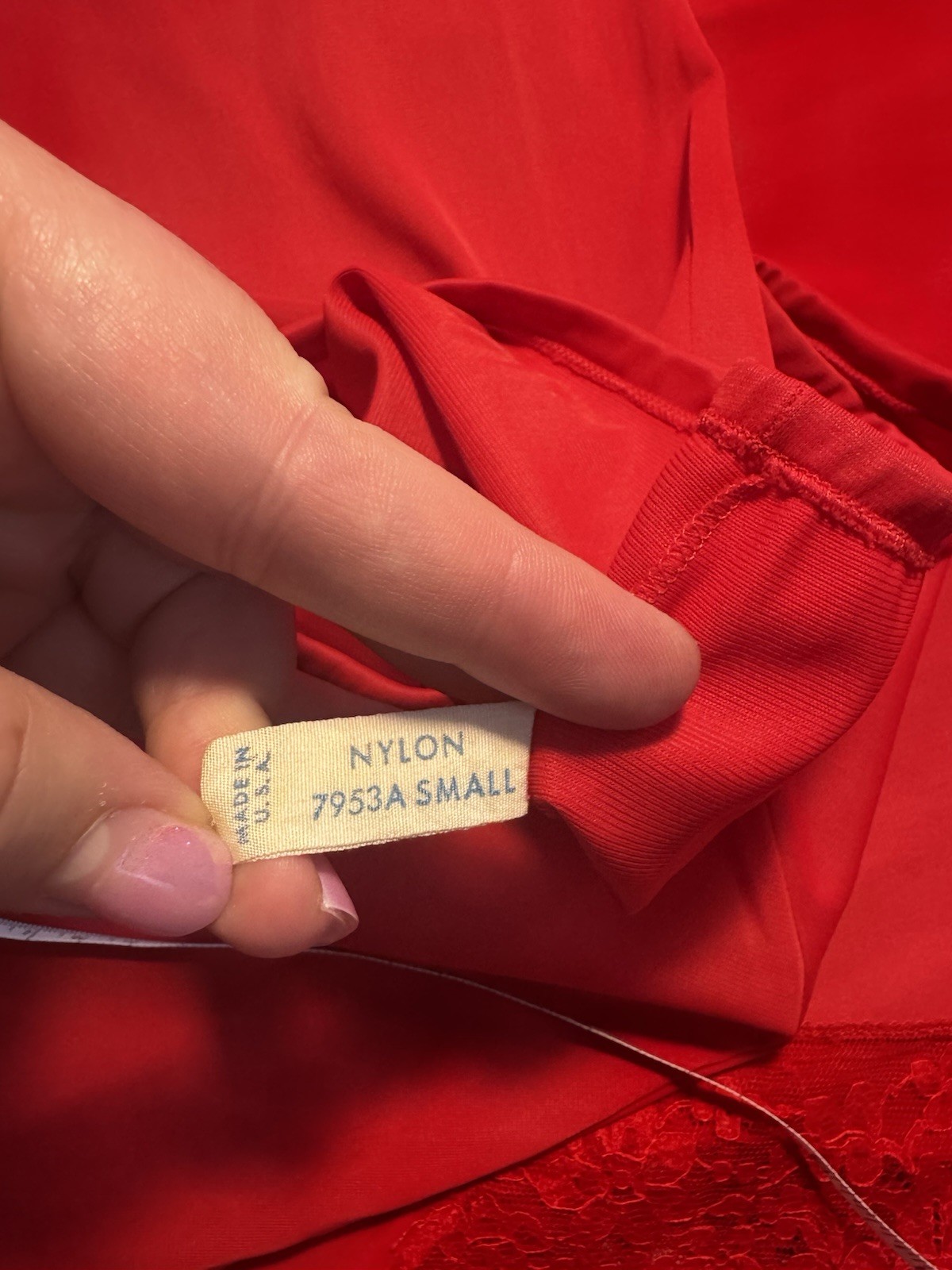 Vintage Van Raalte Opaquelon Red Half Slip Lace Trim Nylon Women’s Small
